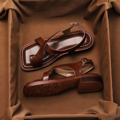 ITALIAN LEATHER CROSS SANDALS